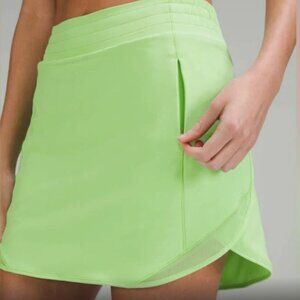 Lululemon Lime Green Hotty Hot HR Skirt Long Running Sports Skort Size 6 New